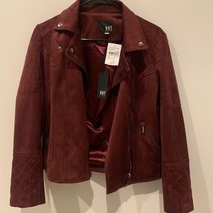 Maroon Suede Biker Jacket